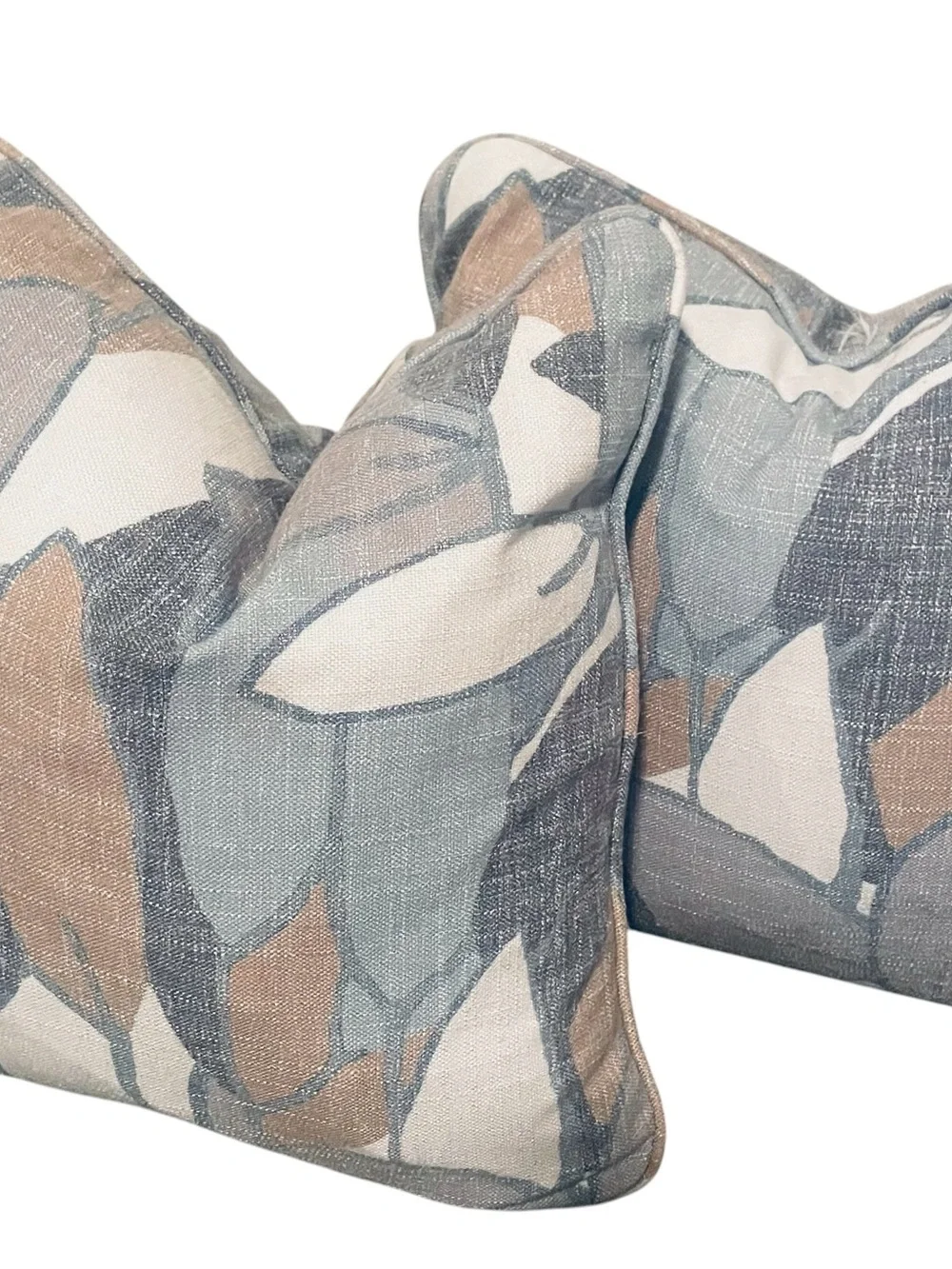 La-Z-Boy 18” Feather Blend Abstract Throw Pillows Set of 2 Blue Taupe